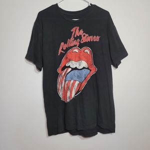 The Rolling Stones Unisex L Tshirt Cotton Band Tee Mouth Flag Black
